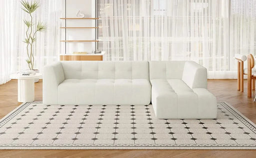 Modern Minimalist Modular Sofa Set with Upholstered Chenille, L-Shaped, Beige, 112.2*74 Inches Default -DTYStore