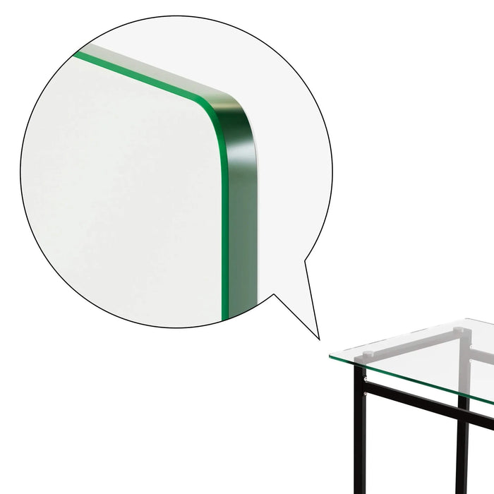 Modern Minimalist Rectangular Glass Dining Table for 4-6 with Tempered Glass Tabletop and Black Chrome Metal Legs Default -DTYStore