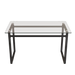 Modern Minimalist Rectangular Glass Dining Table for 4-6 with Tempered Glass Tabletop and Black Chrome Metal Legs Default -DTYStore