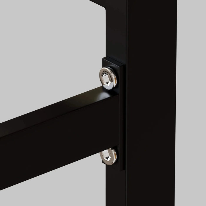 Modern Minimalist Rectangular Glass Dining Table for 4-6 with Tempered Glass Tabletop and Black Chrome Metal Legs Default -DTYStore