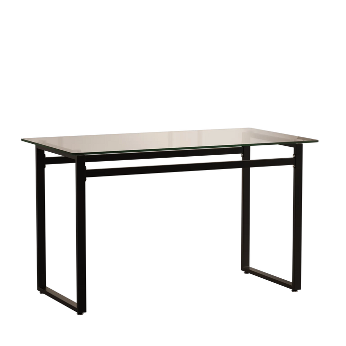 Modern Minimalist Rectangular Glass Dining Table for 4-6 with Tempered Glass Tabletop and Black Chrome Metal Legs Default -DTYStore