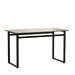 Modern Minimalist Rectangular Glass Dining Table for 4-6 with Tempered Glass Tabletop and Black Chrome Metal Legs Default -DTYStore