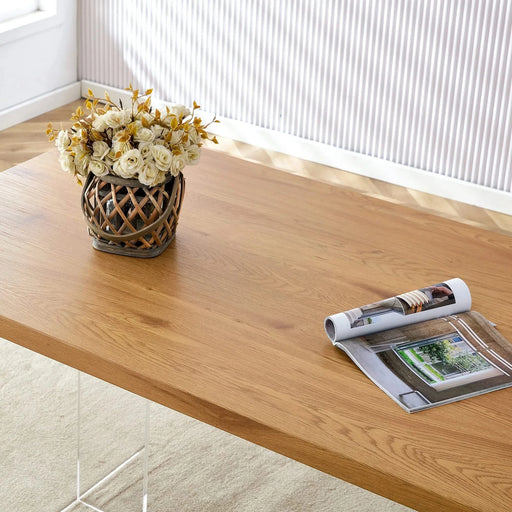 Modern Minimalist Wooden Table with Acrylic Legs for Dining, Living Rooms, and Kitchens Default -DTYStore
