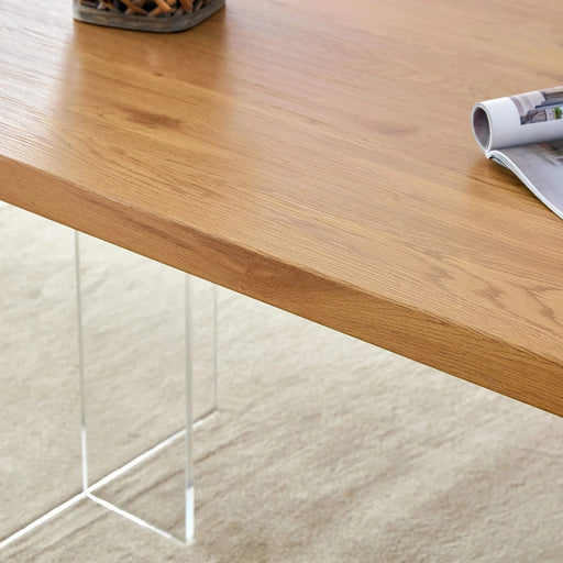 Modern Minimalist Wooden Table with Acrylic Legs for Dining, Living Rooms, and Kitchens Default -DTYStore
