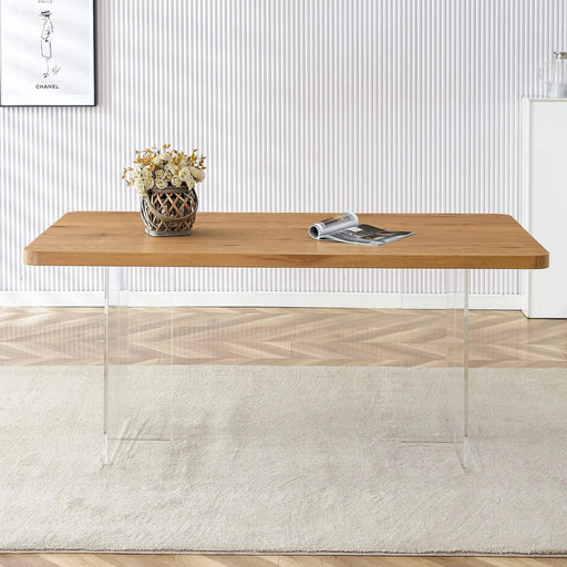 Modern Minimalist Wooden Table with Acrylic Legs for Dining, Living Rooms, and Kitchens Default -DTYStore