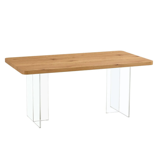 Modern Minimalist Wooden Table with Acrylic Legs for Dining, Living Rooms, and Kitchens Default -DTYStore