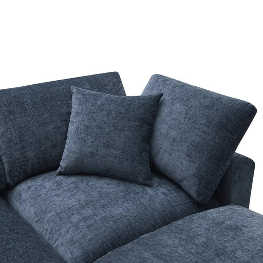 Modern Modular Cloud Sofa Bed, 6 Seat Chenille Sectional Couch Set with Ottoman, Convertible U Shaped Sleeper Sofa Default -DTYStore