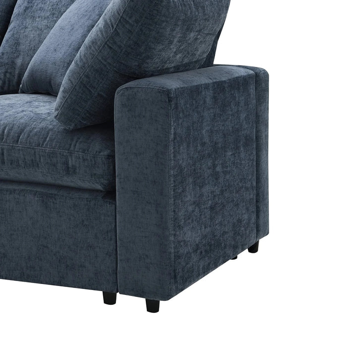 Modern Modular Cloud Sofa Bed, 6 Seat Chenille Sectional Couch Set with Ottoman, Convertible U Shaped Sleeper Sofa Default -DTYStore