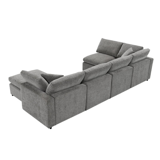 Modern Modular Cloud Sofa Bed with Ottoman, Convertible U Shaped Sleeper, Chenille, 130*65 Inches Default -DTYStore