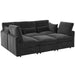 Modern Modular Sofa 85.4' U-shaped Sofa Bed with Movable Ottoman, USB Ports, Phone Holder, Black Chenille Default -DTYStore