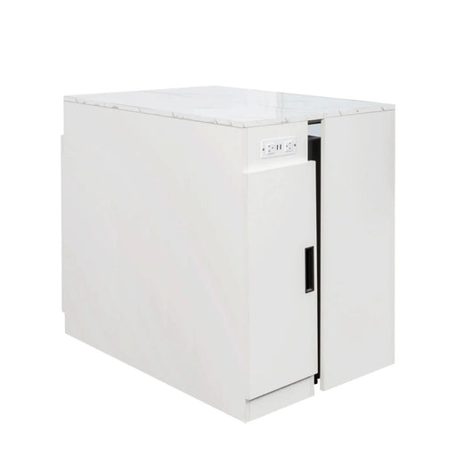 Modern Multifunctional Extendable Dining Table with Outlet, Space Saving Expanding Table with Storage for Party, Weddings, Meetings, Celebrations Default -DTYStore