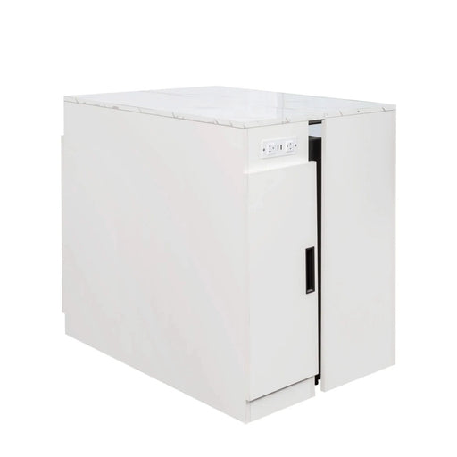 Modern Multifunctional Extendable Dining Table with Outlet, Space Saving Expanding Table with Storage for Party, Weddings, Meetings, Celebrations Default -DTYStore