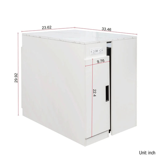 Modern Multifunctional Extendable Dining Table with Outlet, Space Saving Expanding Table with Storage for Party, Weddings, Meetings, Celebrations Default -DTYStore