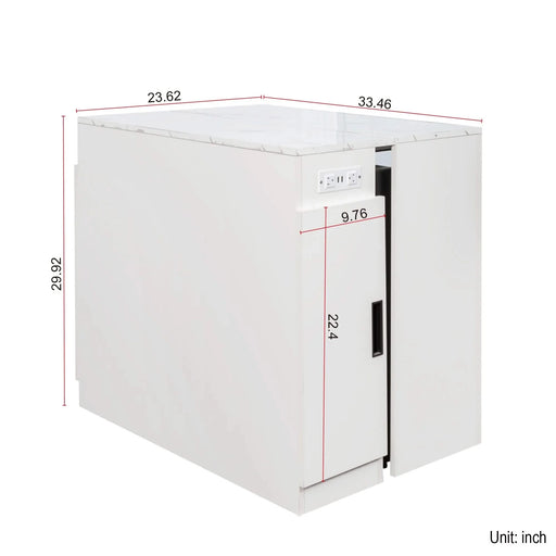 Modern Multifunctional Extendable Dining Table with Outlet, Space Saving Expanding Table with Storage for Party, Weddings, Meetings, Celebrations Default -DTYStore