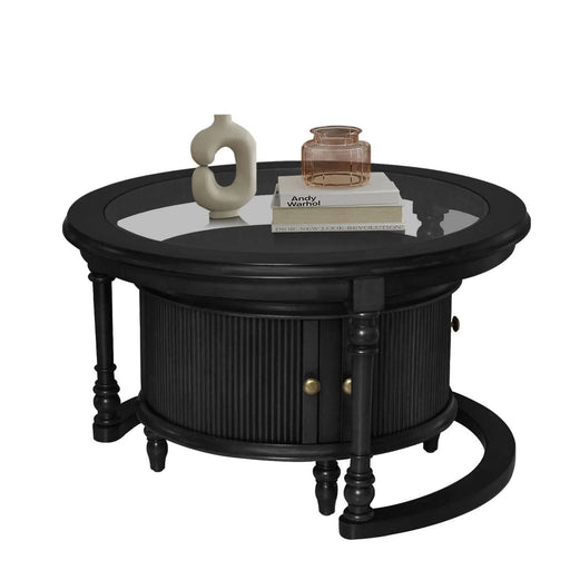 Modern Nesting Coffee Table Set with Glass and Solid Wood Frame Default -DTYStore