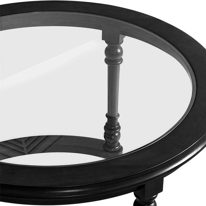 Modern Nesting Coffee Table Set with Glass and Solid Wood Frame Default -DTYStore