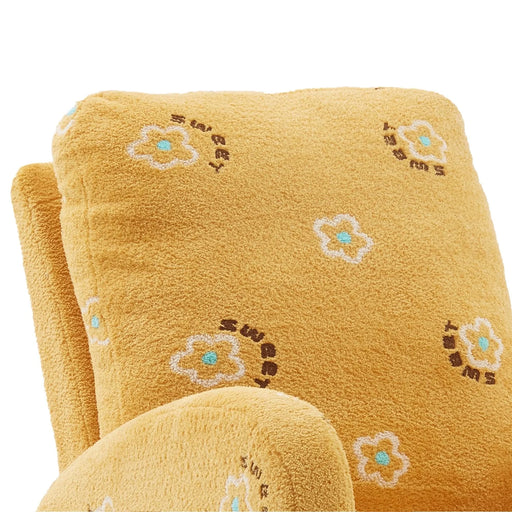 Modern Nursery Rocking Chair Mid Century Accent with Side Pocket Mustard Boucle Upholstered High Back Default -DTYStore