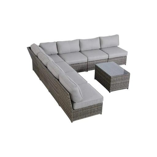 Modern Outdoor 6-Person Wicker Patio Seating Group with Cushions in Gray Mix, Aluminum Frame, Fully Assembled Default -DTYStore
