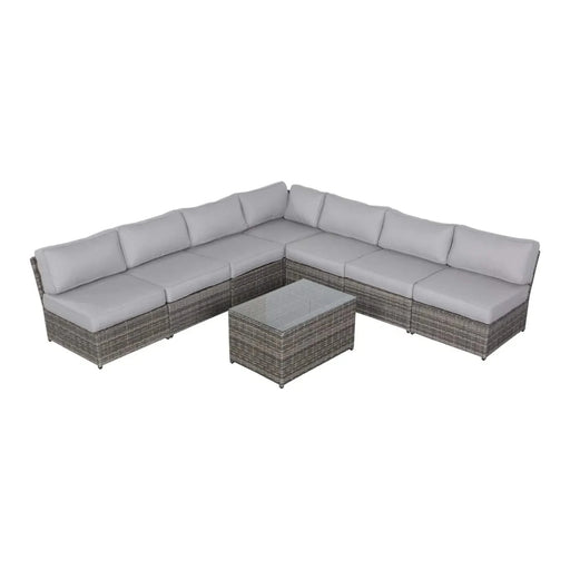 Modern Outdoor 6-Person Wicker Patio Seating Group with Cushions in Gray Mix, Aluminum Frame, Fully Assembled Default -DTYStore