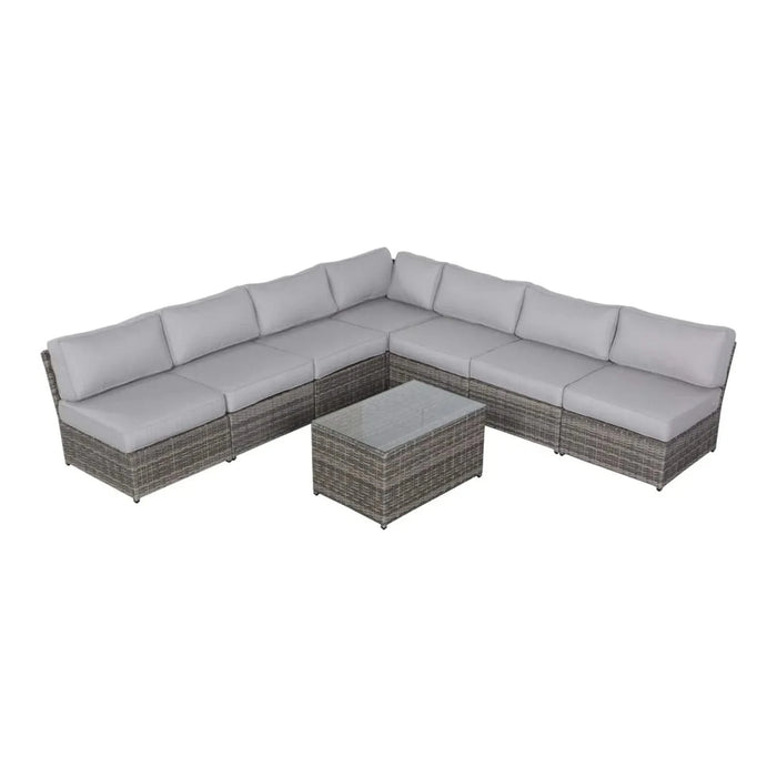 Modern Outdoor 6-Person Wicker Patio Seating Group with Cushions in Gray Mix, Aluminum Frame, Fully Assembled Default -DTYStore