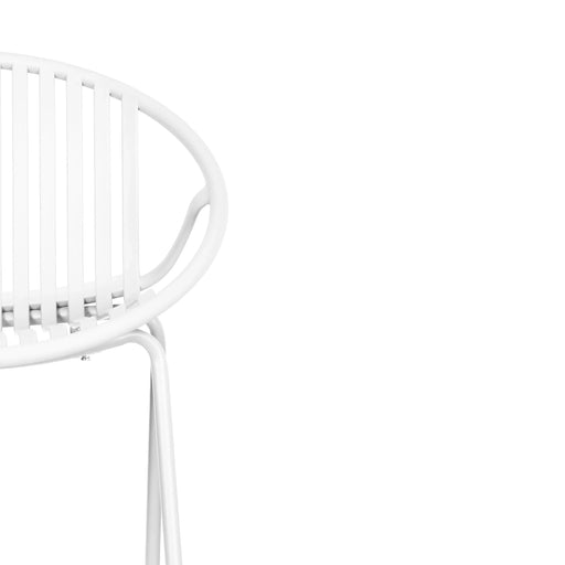 Modern Outdoor 7-Piece Dining Set with Stackable Chairs, White Finish, Acacia Wood and Metal Default -DTYStore