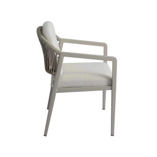 Modern Outdoor Dining Set - 7 Pieces with Acacia Wood Table and Iron Chairs in Grey and Black Default -DTYStore