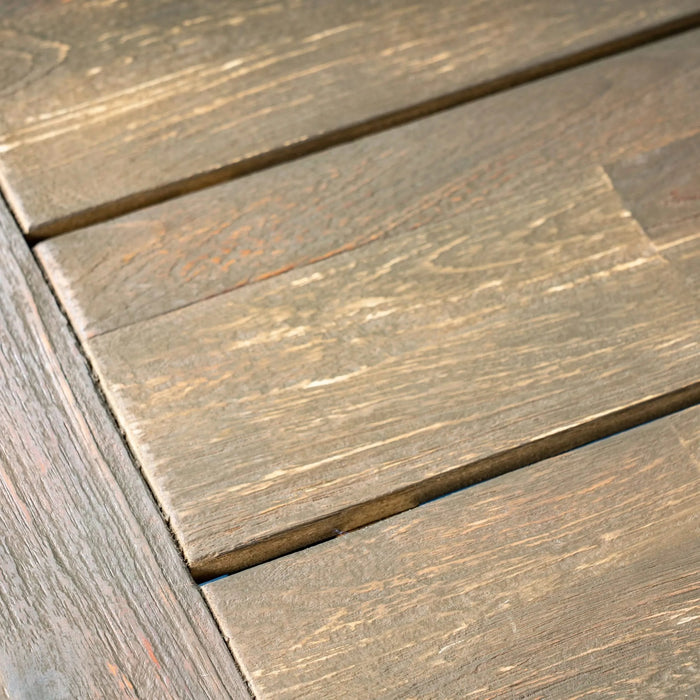 Modern Outdoor Dining Set - 7 Pieces with Acacia Wood Table and Iron Chairs in Grey and Black Default -DTYStore