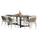 Modern Outdoor Dining Set - 7 Pieces with Acacia Wood Table and Iron Chairs in Grey and Black Default -DTYStore