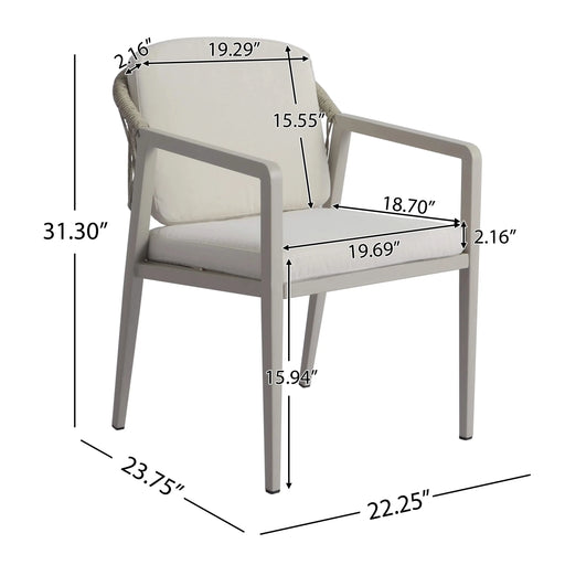 Modern Outdoor Dining Set with Expandable Acacia Wood Table and Iron Chairs, Grey Default -DTYStore