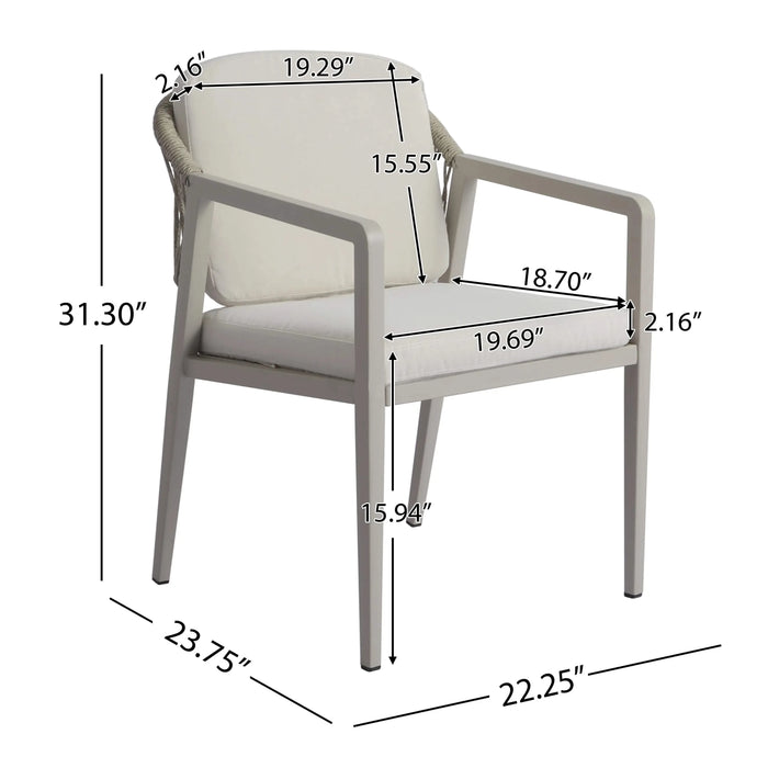 Modern Outdoor Dining Set with Expandable Acacia Wood Table and Iron Chairs, Grey Default -DTYStore