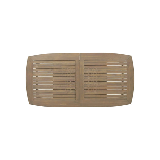 Modern Outdoor Dining Set with Expandable Acacia Wood Table and Iron Chairs, Grey Default -DTYStore