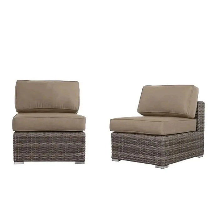 Modern Outdoor Loveseat Set with Cushions and Fire Pit, Grey Mix Wicker, 66'' W Default -DTYStore