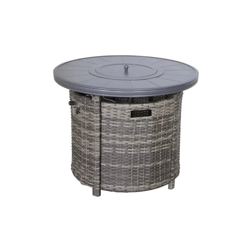 Modern Outdoor Loveseat Set with Cushions and Fire Pit, Grey Mix Wicker, 66'' W Default -DTYStore