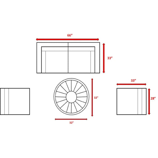Modern Outdoor Loveseat Set with Cushions and Fire Pit, Grey Mix Wicker, 66'' W Default -DTYStore