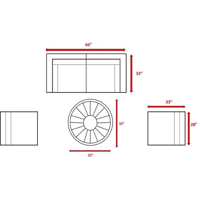 Modern Outdoor Loveseat Set with Cushions and Fire Pit, Grey Mix Wicker, 66'' W Default -DTYStore