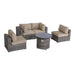 Modern Outdoor Loveseat Set with Cushions and Fire Pit, Grey Mix Wicker, 66'' W Default -DTYStore