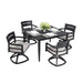 Modern Outdoor Patio Dining Set with 4 Swivel Rockers, Sunbrella Cushions, and 40' Square Table, Ember Black Aluminum Default -DTYStore