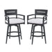 Modern Outdoor Swivel Bar Chairs Set of 2, 360 Degree Rotation, Aluminum Frame in Ember Black, with Ergonomic Backrest, Armrests & Sunbrella Cushions, Weather-Resistant Default -DTYStore