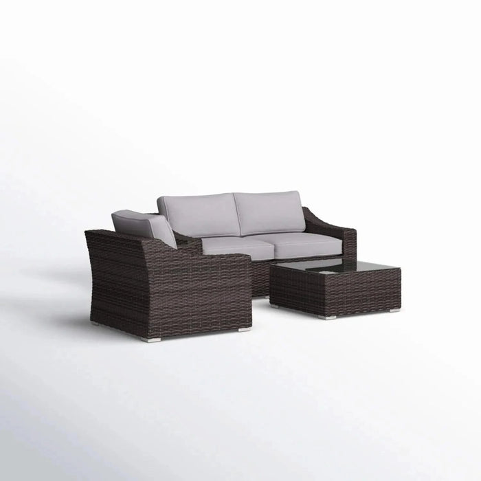 Modern Outdoor Wicker Sectional with Cushions, Weather-Resistant, Fully Assembled, Brown and Gray, 4-Piece Set Default -DTYStore