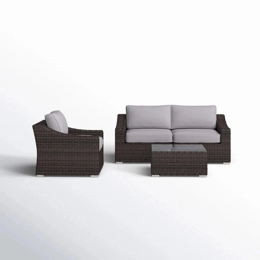 Modern Outdoor Wicker Sectional with Cushions, Weather-Resistant, Fully Assembled, Brown and Gray, 4-Piece Set Default -DTYStore