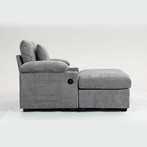Modern Oversized Chair with Ottoman,Chenille Fabric Sofa Bed,Accent Chair Comfy Sofa with Cupholders and USB Charging Ports Chair for Living Room,Bedroom,Apartment Default -DTYStore