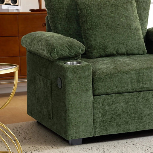 Modern Oversized Chenille Accent Chair with Ottoman Sofa Bed for Living Room-DTYStore