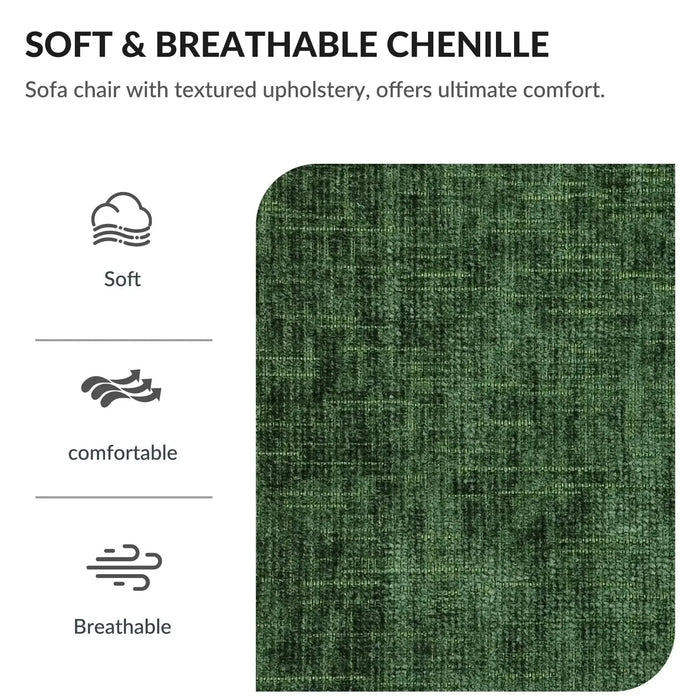 Modern Oversized Chenille Accent Chair with Ottoman Sofa Bed for Living Room-DTYStore