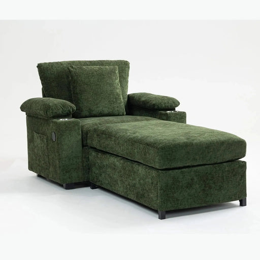 Modern Oversized Chenille Accent Chair with Ottoman Sofa Bed for Living Room-DTYStore