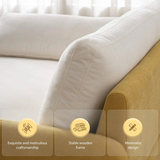 Modern Oversized Chenille Armchair with Color Blocking and Pillows, 50*43' in Cream and Yellow Default -DTYStore