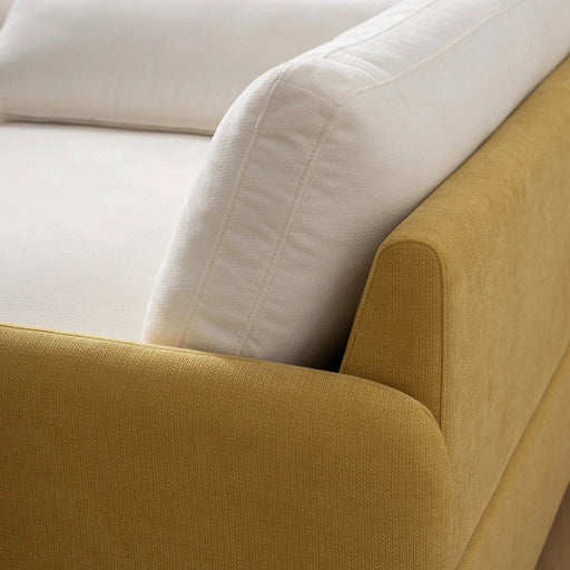 Modern Oversized Chenille Armchair with Color Blocking and Pillows, 50*43' in Cream and Yellow Default -DTYStore