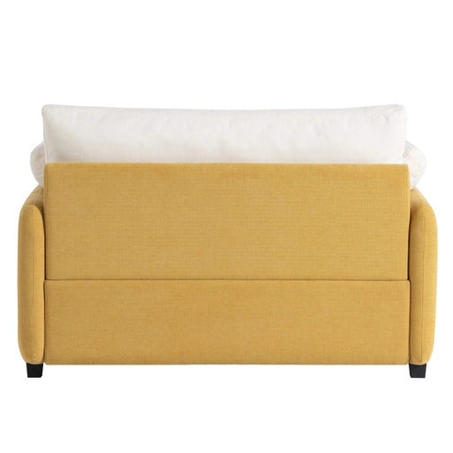 Modern Oversized Chenille Armchair with Color Blocking and Pillows, 50*43' in Cream and Yellow Default -DTYStore