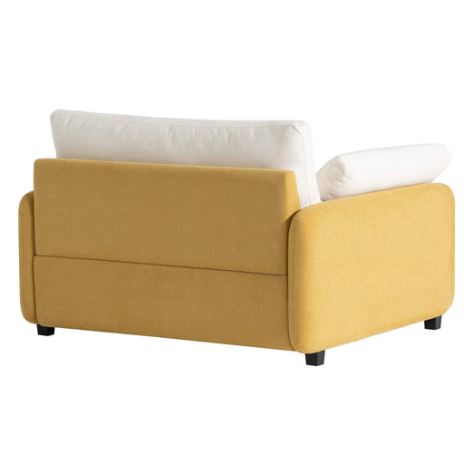 Modern Oversized Chenille Armchair with Color Blocking and Pillows, 50*43' in Cream and Yellow Default -DTYStore