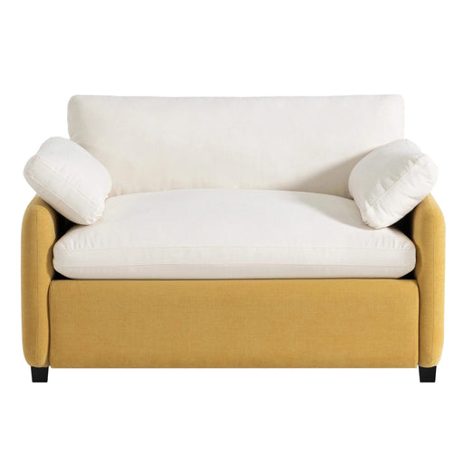 Modern Oversized Chenille Armchair with Color Blocking and Pillows, 50*43' in Cream and Yellow Default -DTYStore