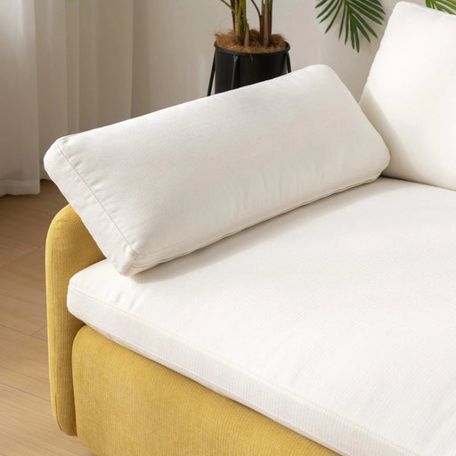 Modern Oversized Chenille Armchair with Color Blocking and Pillows, 50*43' in Cream and Yellow Default -DTYStore